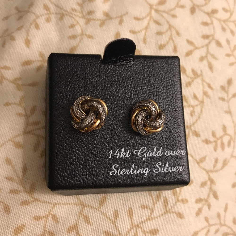 Bridge Diamond Gold over Sterling Silver earrings.